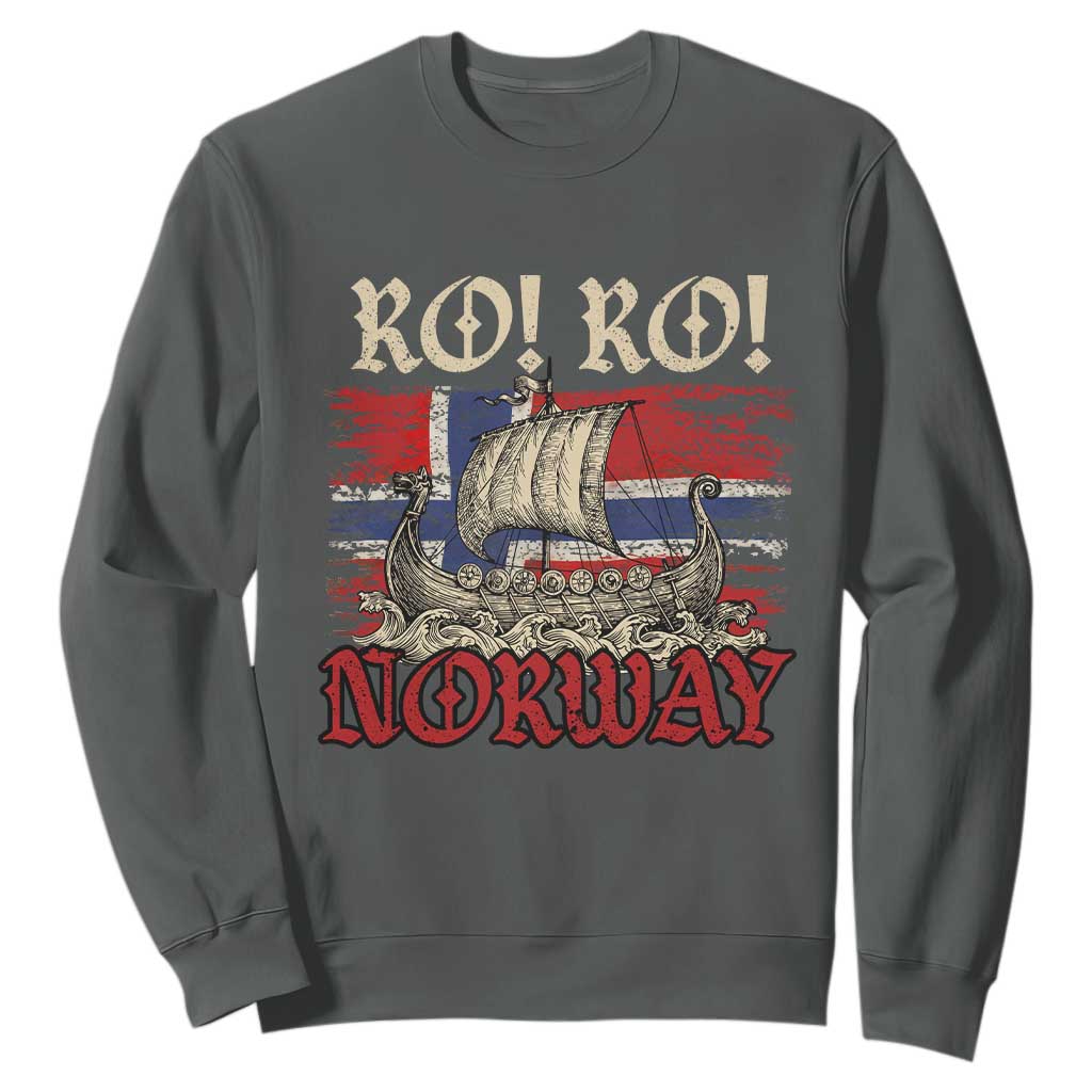 Ro Ro Norwegian Viking Ship Norway Flag Sweatshirt TS14 Dark Heather Print Your Wear
