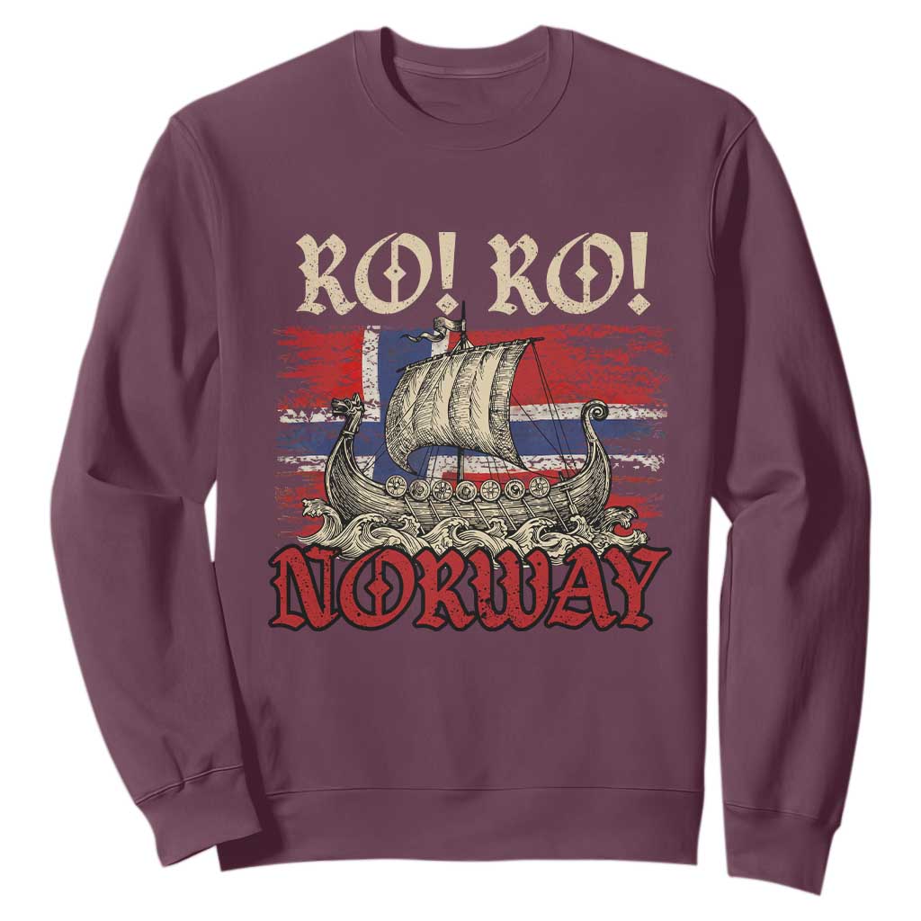 Ro Ro Norwegian Viking Ship Norway Flag Sweatshirt TS14 Maroon Print Your Wear