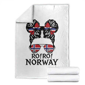 Ro Ro Norwegian Viking Ship Throw Blanket Norway Flag Messy Bun Girl TS14 White Print Your Wear