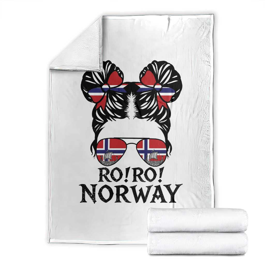 Ro Ro Norwegian Viking Ship Throw Blanket Norway Flag Messy Bun Girl TS14 White Print Your Wear