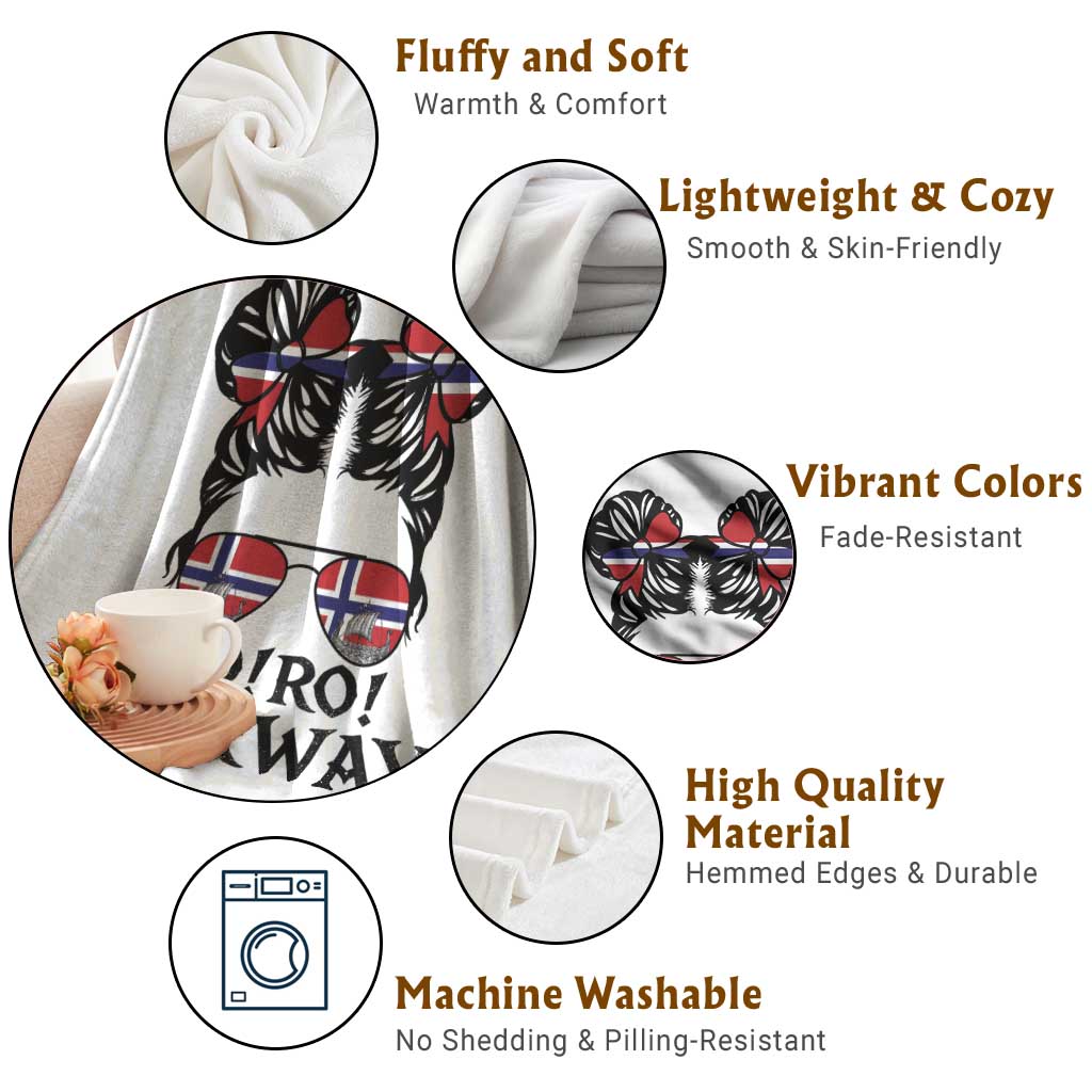 Ro Ro Norwegian Viking Ship Throw Blanket Norway Flag Messy Bun Girl TS14 Print Your Wear
