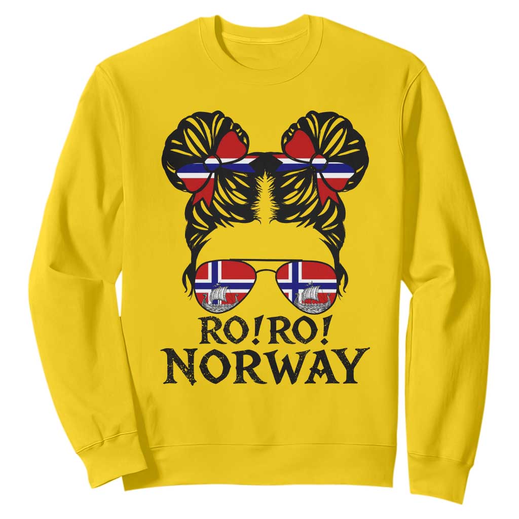 Ro Ro Norwegian Viking Ship Sweatshirt Norway Flag Messy Bun Girl TS14 Daisy Print Your Wear