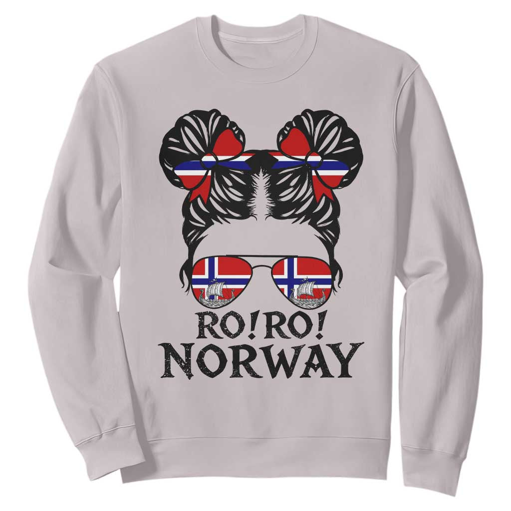 Ro Ro Norwegian Viking Ship Sweatshirt Norway Flag Messy Bun Girl TS14 Ice Gray Print Your Wear