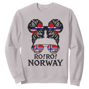 Ro Ro Norwegian Viking Ship Sweatshirt Norway Flag Messy Bun Girl TS14 Ice Gray Print Your Wear