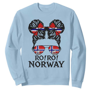 Ro Ro Norwegian Viking Ship Sweatshirt Norway Flag Messy Bun Girl TS14 Light Blue Print Your Wear