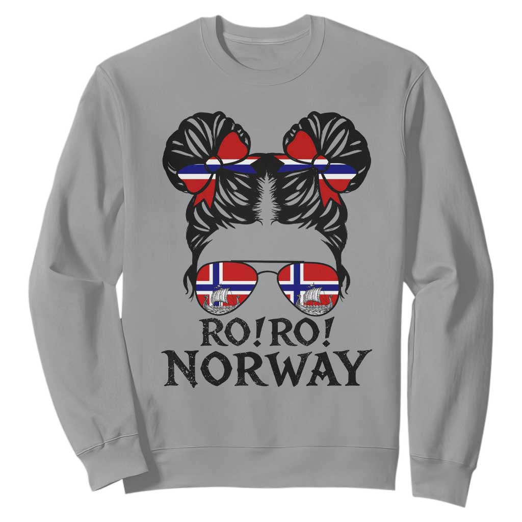 Ro Ro Norwegian Viking Ship Sweatshirt Norway Flag Messy Bun Girl TS14 Sport Gray Print Your Wear