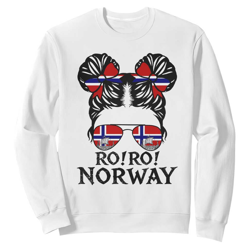 Ro Ro Norwegian Viking Ship Sweatshirt Norway Flag Messy Bun Girl TS14 White Print Your Wear