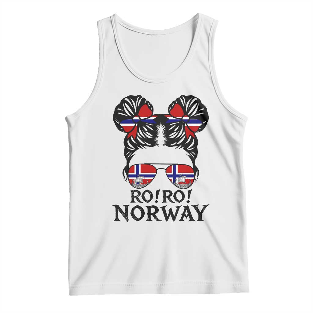 Ro Ro Norwegian Viking Ship Tank Top Norway Flag Messy Bun Girl TS14 White Print Your Wear