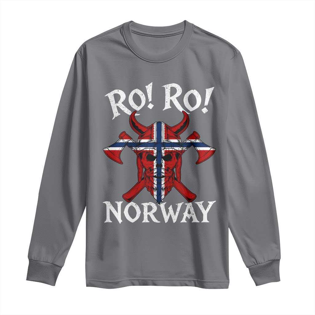 Ro Ro Norwegian Viking Blood Skull Norway Flag Pride Long Sleeve Shirt TS14 Charcoal Print Your Wear