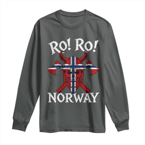 Ro Ro Norwegian Viking Blood Skull Norway Flag Pride Long Sleeve Shirt TS14 Dark Heather Print Your Wear