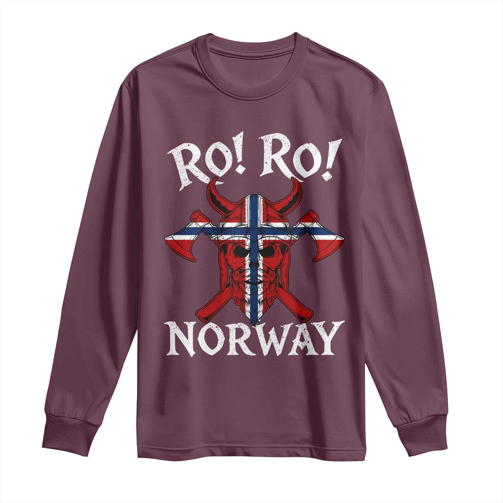 Ro Ro Norwegian Viking Blood Skull Norway Flag Pride Long Sleeve Shirt TS14 Maroon Print Your Wear