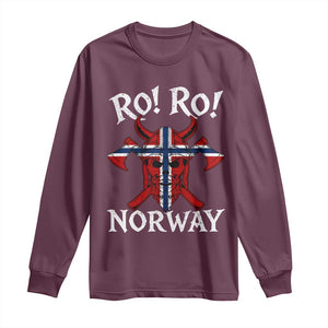 Ro Ro Norwegian Viking Blood Skull Norway Flag Pride Long Sleeve Shirt TS14 Maroon Print Your Wear