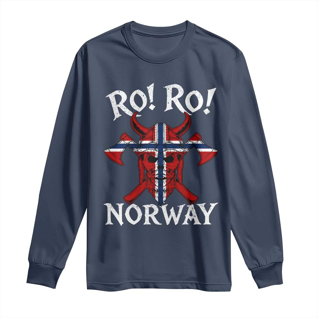 Ro Ro Norwegian Viking Blood Skull Norway Flag Pride Long Sleeve Shirt TS14 Navy Print Your Wear