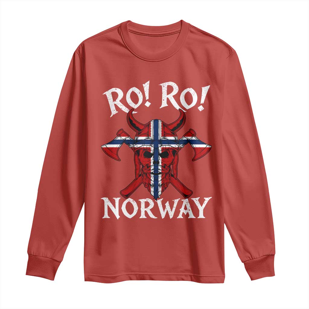 Ro Ro Norwegian Viking Blood Skull Norway Flag Pride Long Sleeve Shirt TS14 Red Print Your Wear
