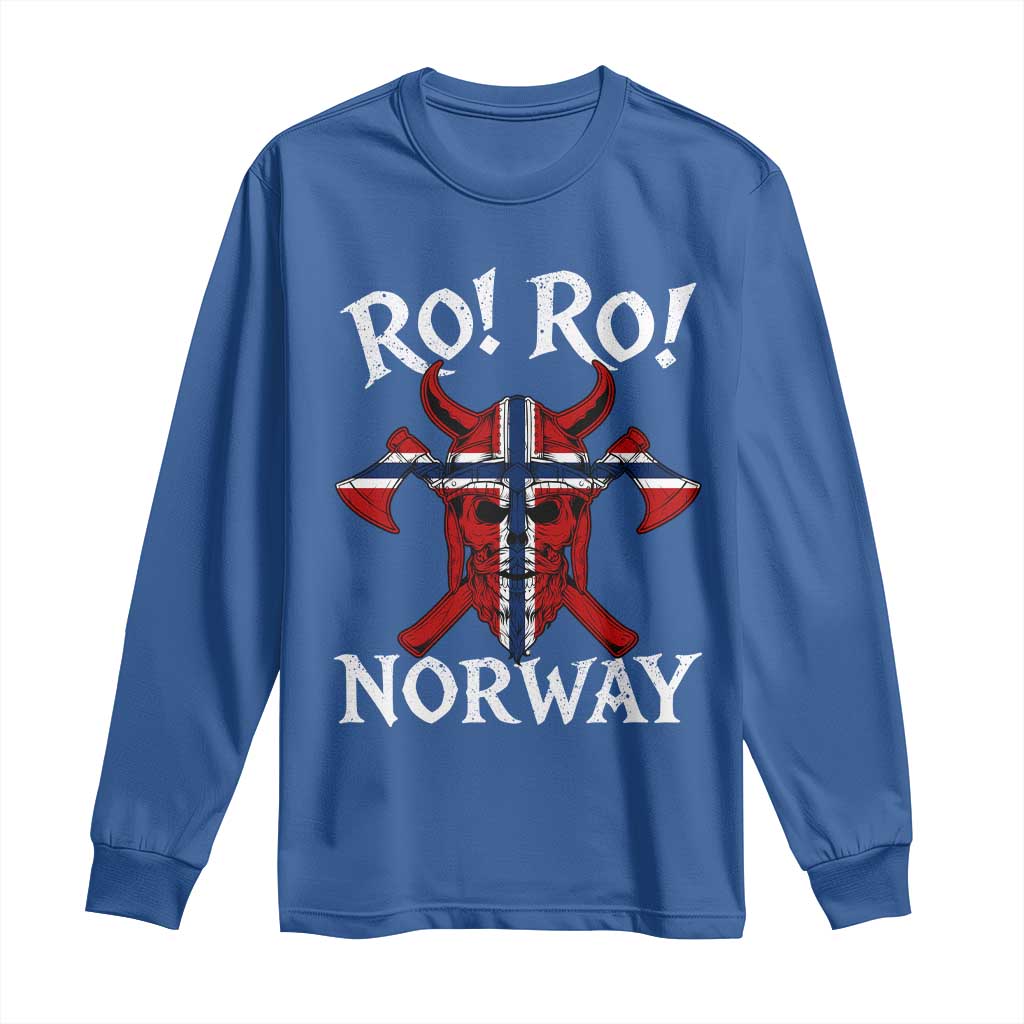 Ro Ro Norwegian Viking Blood Skull Norway Flag Pride Long Sleeve Shirt TS14 Royal Blue Print Your Wear