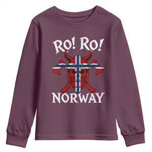 Ro Ro Norwegian Viking Blood Skull Norway Flag Pride Youth Sweatshirt TS14 Maroon Print Your Wear