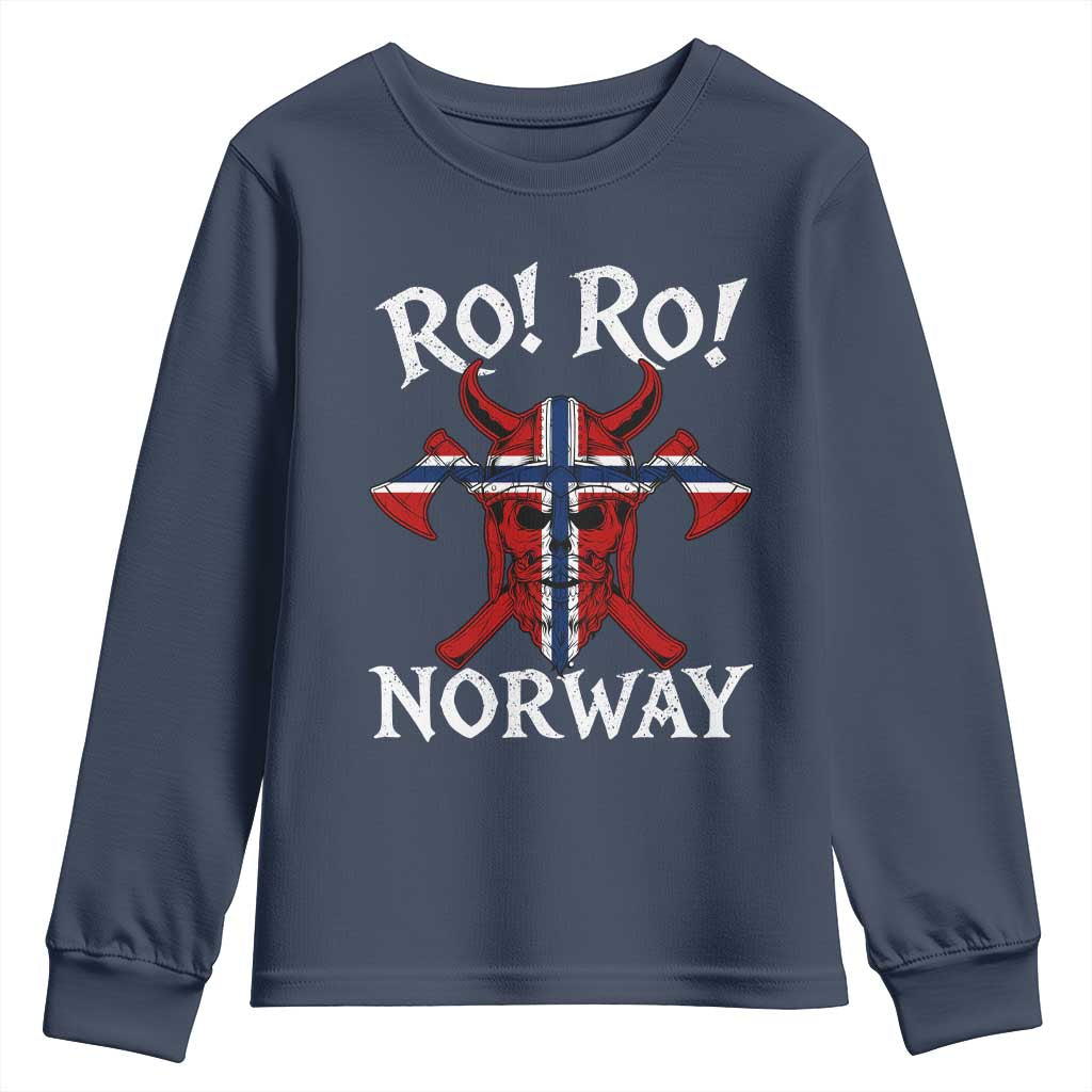 Ro Ro Norwegian Viking Blood Skull Norway Flag Pride Youth Sweatshirt TS14 Navy Print Your Wear
