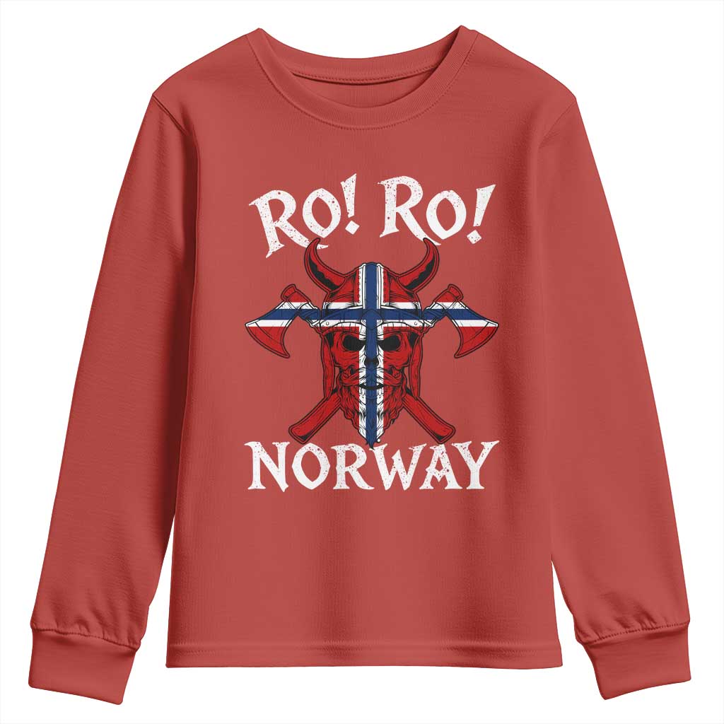 Ro Ro Norwegian Viking Blood Skull Norway Flag Pride Youth Sweatshirt TS14 Red Print Your Wear