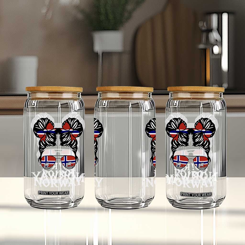 Ro Ro Norwegian Viking Ship Messy Bun Girl Glass Can TS14 Print Your Wear
