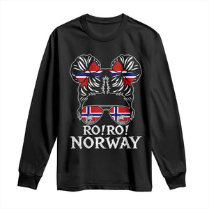 Ro Ro Norwegian Viking Ship Messy Bun Girl Long Sleeve Shirt TS14 Black Print Your Wear