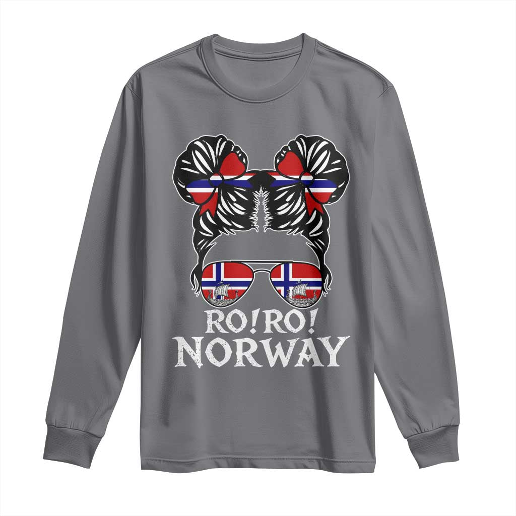 Ro Ro Norwegian Viking Ship Messy Bun Girl Long Sleeve Shirt TS14 Charcoal Print Your Wear