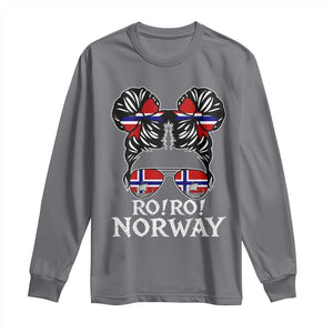 Ro Ro Norwegian Viking Ship Messy Bun Girl Long Sleeve Shirt TS14 Charcoal Print Your Wear