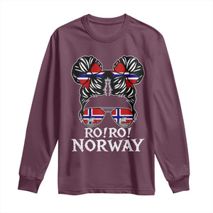 Ro Ro Norwegian Viking Ship Messy Bun Girl Long Sleeve Shirt TS14 Maroon Print Your Wear