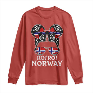 Ro Ro Norwegian Viking Ship Messy Bun Girl Long Sleeve Shirt TS14 Red Print Your Wear
