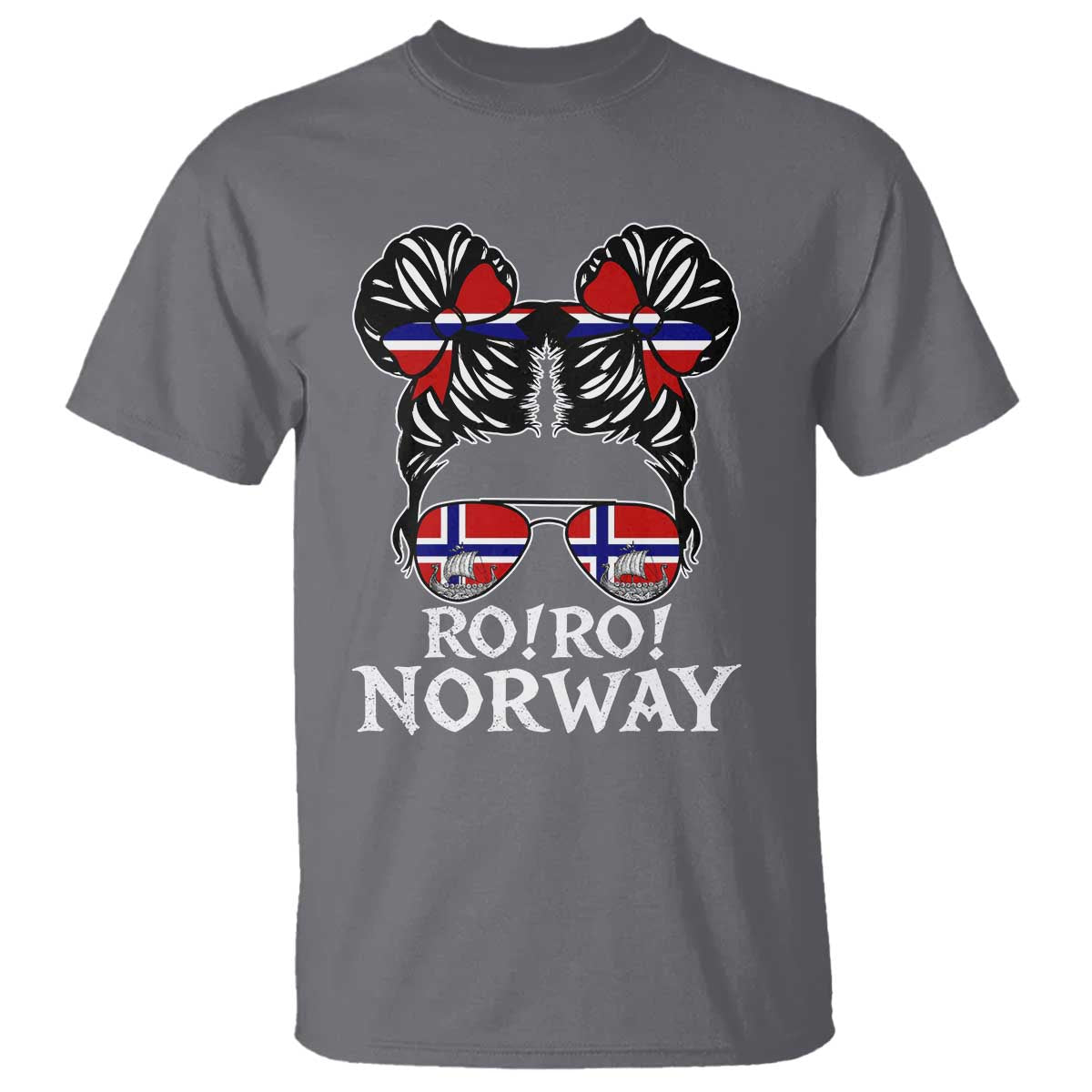 Ro Ro Norwegian Viking Ship Messy Bun Girl T Shirt TS14 Charcoal Print Your Wear