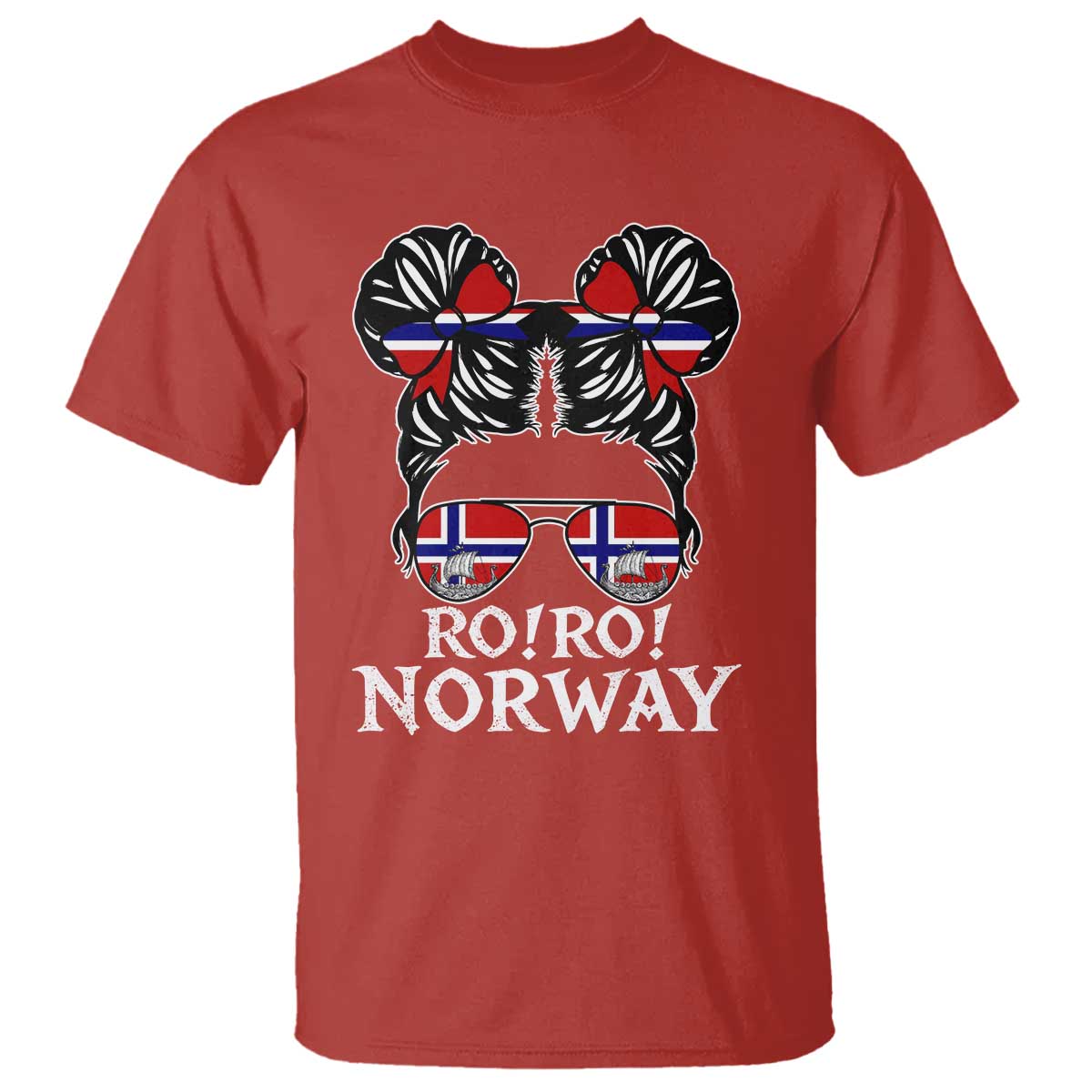 Ro Ro Norwegian Viking Ship Messy Bun Girl T Shirt TS14 Red Print Your Wear
