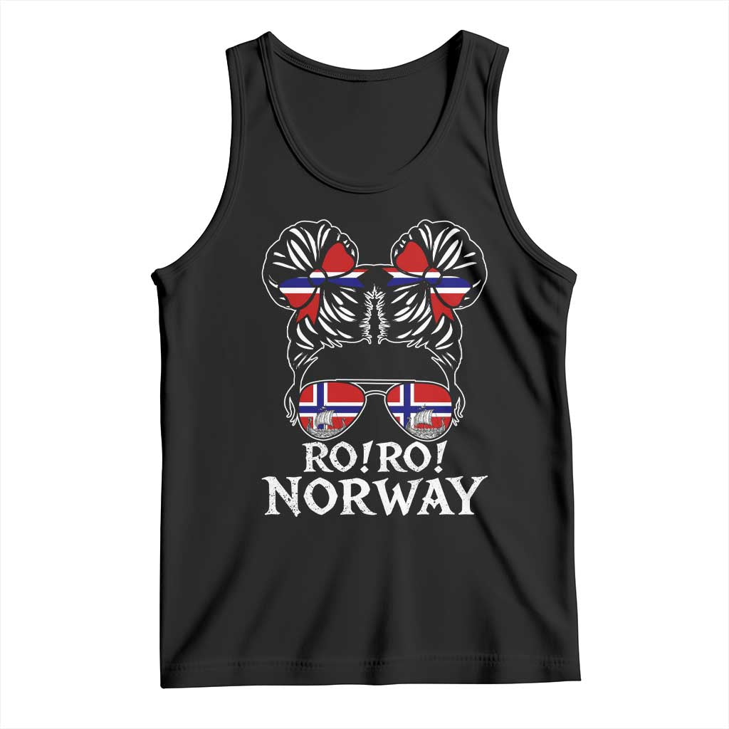 Ro Ro Norwegian Viking Ship Messy Bun Girl Tank Top TS14 Black Print Your Wear