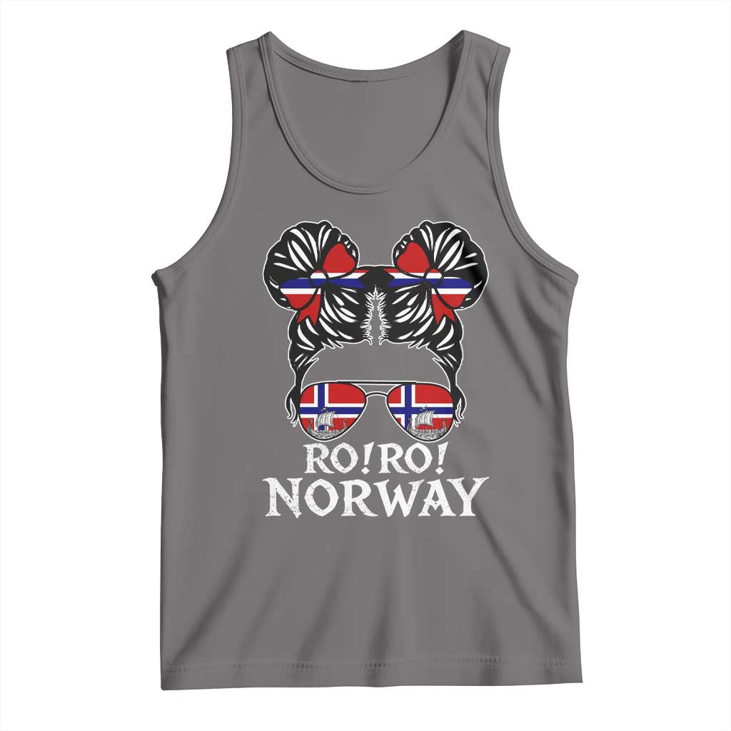 Ro Ro Norwegian Viking Ship Messy Bun Girl Tank Top TS14 Deep Heather Print Your Wear