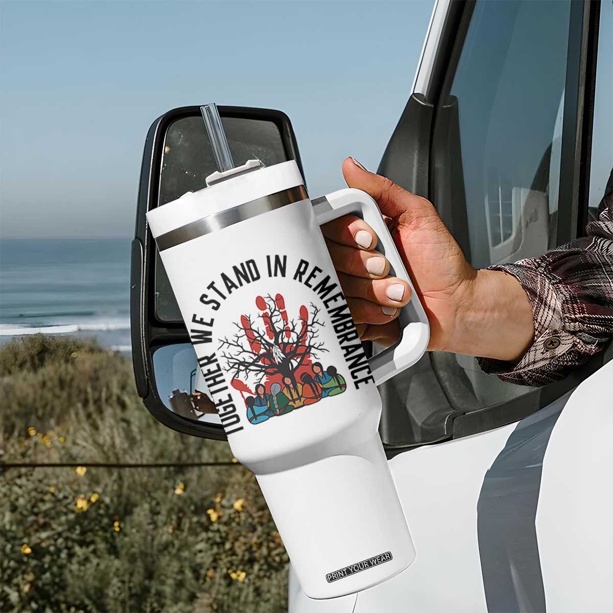 Native American Orange Unity Day Tumbler With Handle Together We Stand In Remembrance TS14 Print Your Wear