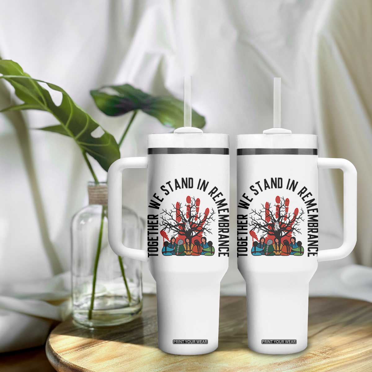 Native American Orange Unity Day Tumbler With Handle Together We Stand In Remembrance TS14 Print Your Wear