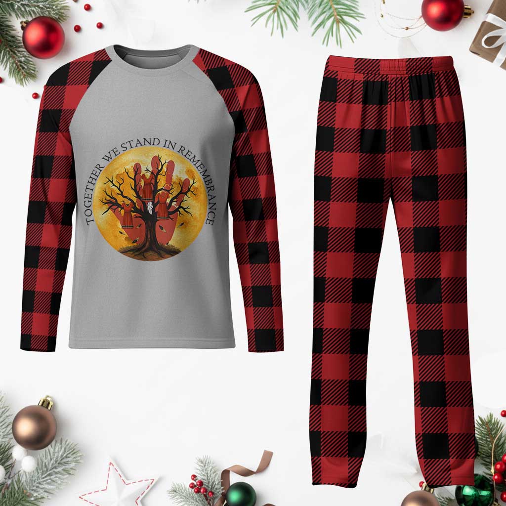 MMIW Red Hand Indigenous Native American Plaid Pajama Set Together We Stand In Remembrance TS14 Buffalo Plaid Print Your Wear