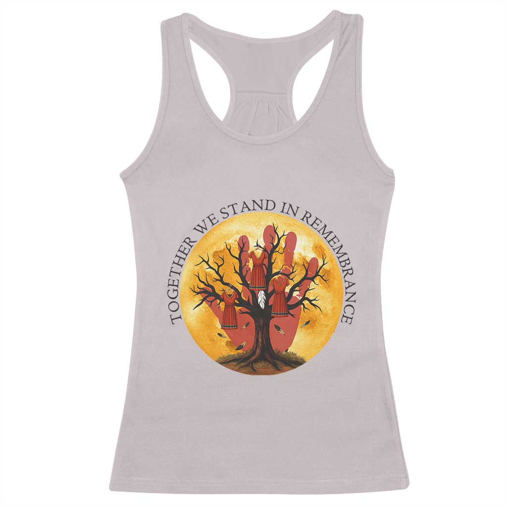 MMIW Red Hand Indigenous Native American Racerback Tank Top Together We Stand In Remembrance TS14 Ice Gray Print Your Wear