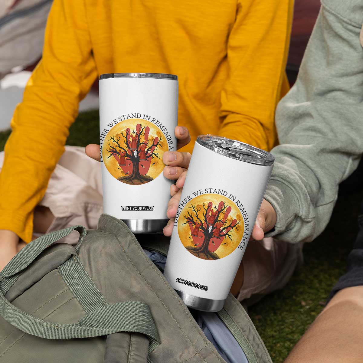 MMIW Red Hand Indigenous Native American Tumbler Cup Together We Stand In Remembrance TS14 Print Your Wear