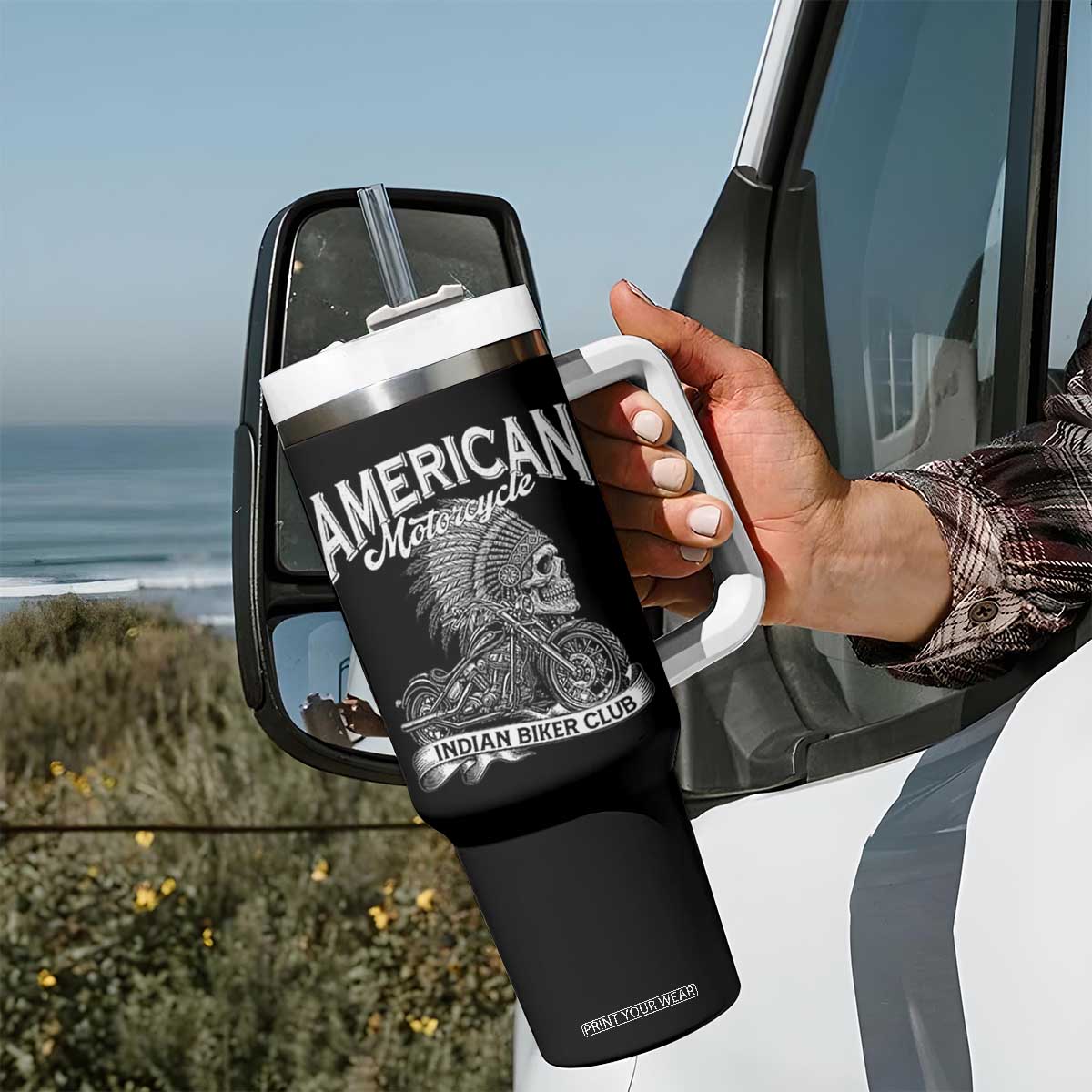 American Mortocycle Indian Native Bikes Club Tumbler With Handle TS14 Print Your Wear