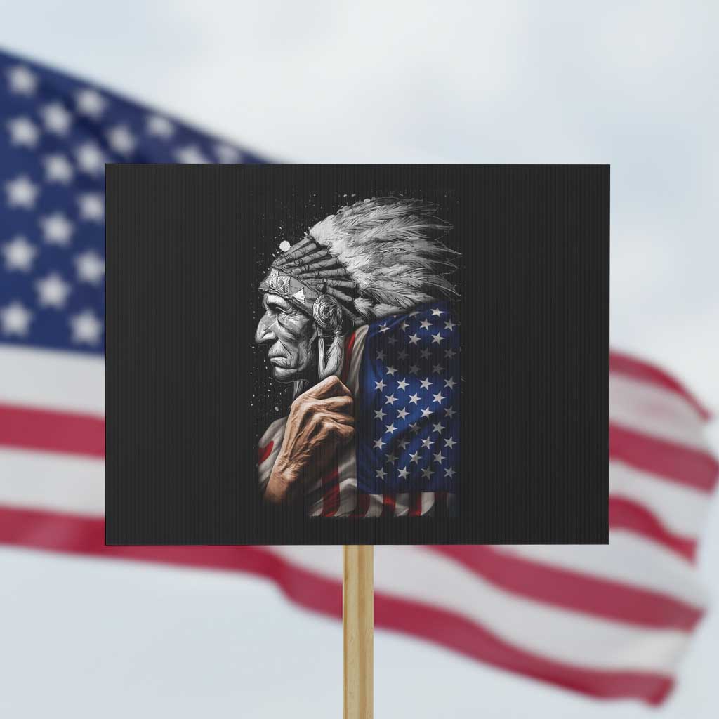 Indian Chief Native American USA Flag Protest Sign TS14 Horizontal 18