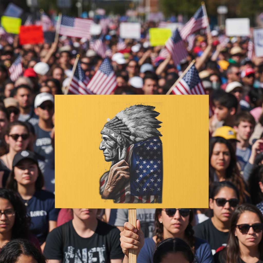 Indian Chief Native American USA Flag Protest Sign TS14 Horizontal 18