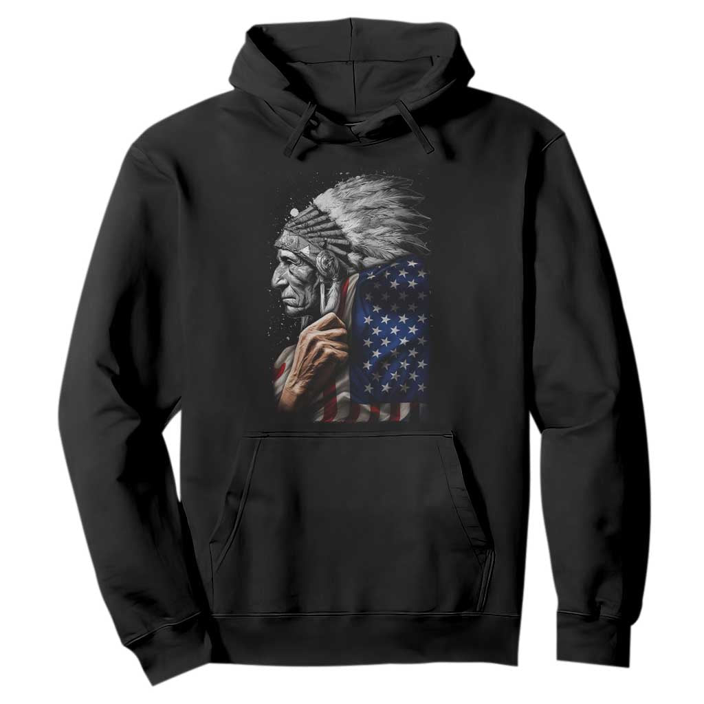 Indian Chief Native American USA Flag Hoodie TS14 Black Print Your Wear