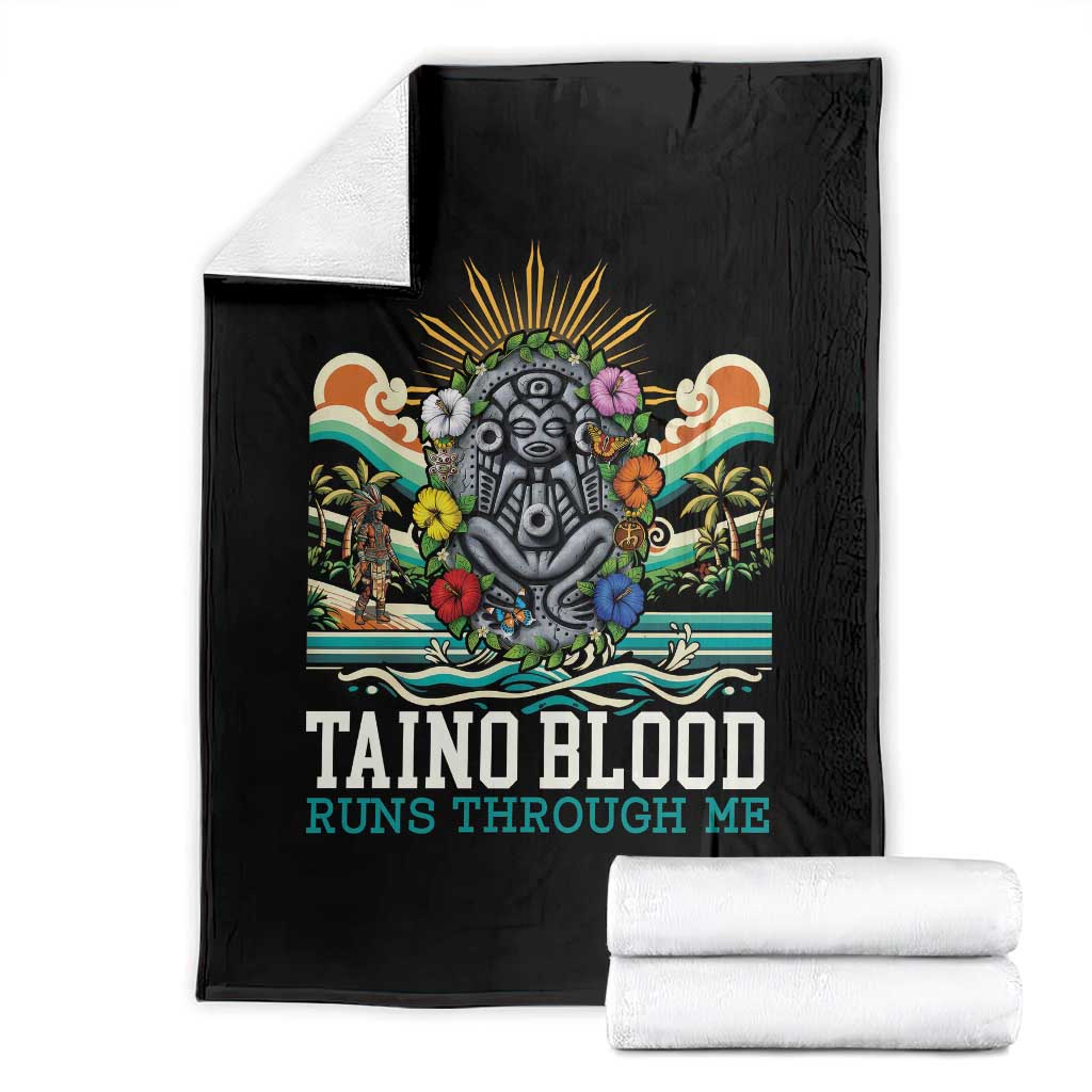Indigenous Taino Warrior Puerto Rico Carribbean Culture Throw Blanket Taino Blood Runs Through Me TS14 Black Print Your Wear