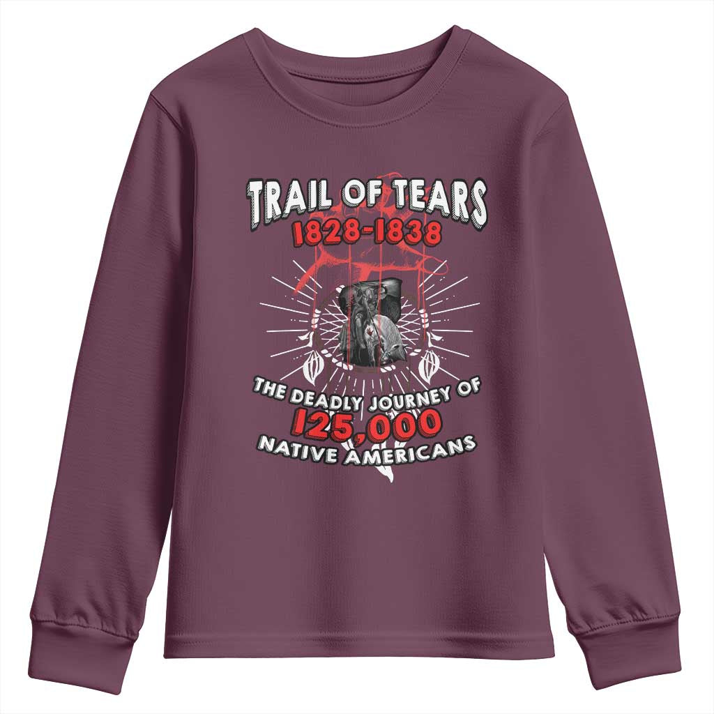 Native American Trail Of Tears Deadly Journey Youth Sweatshirt TS14 Maroon Print Your Wear