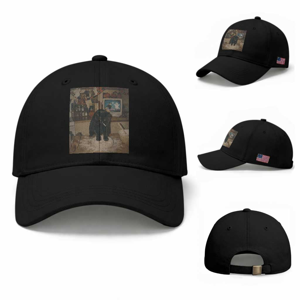 Spooky Biscuits Bakery Baseball Cap Funny Black Cat Halloween Gift TS14 Baseball Cap Universal Fit Black Print Your Wear