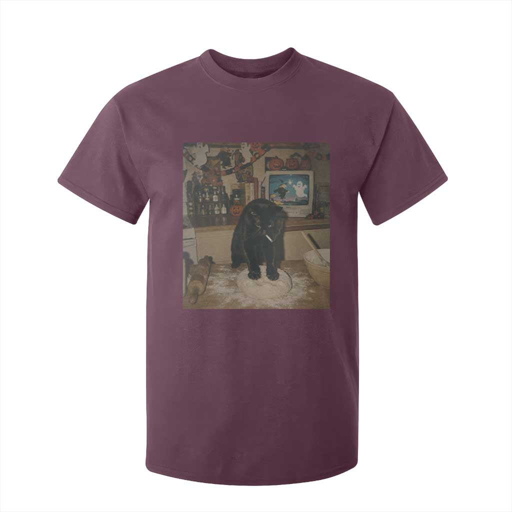 Spooky Biscuits Bakery T Shirt For Kid Funny Black Cat Halloween Gift TS14 Maroon Print Your Wear