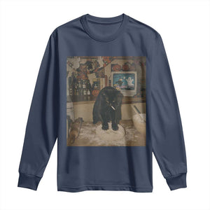 Spooky Biscuits Bakery Long Sleeve Shirt Funny Black Cat Halloween Gift TS14 Navy Print Your Wear