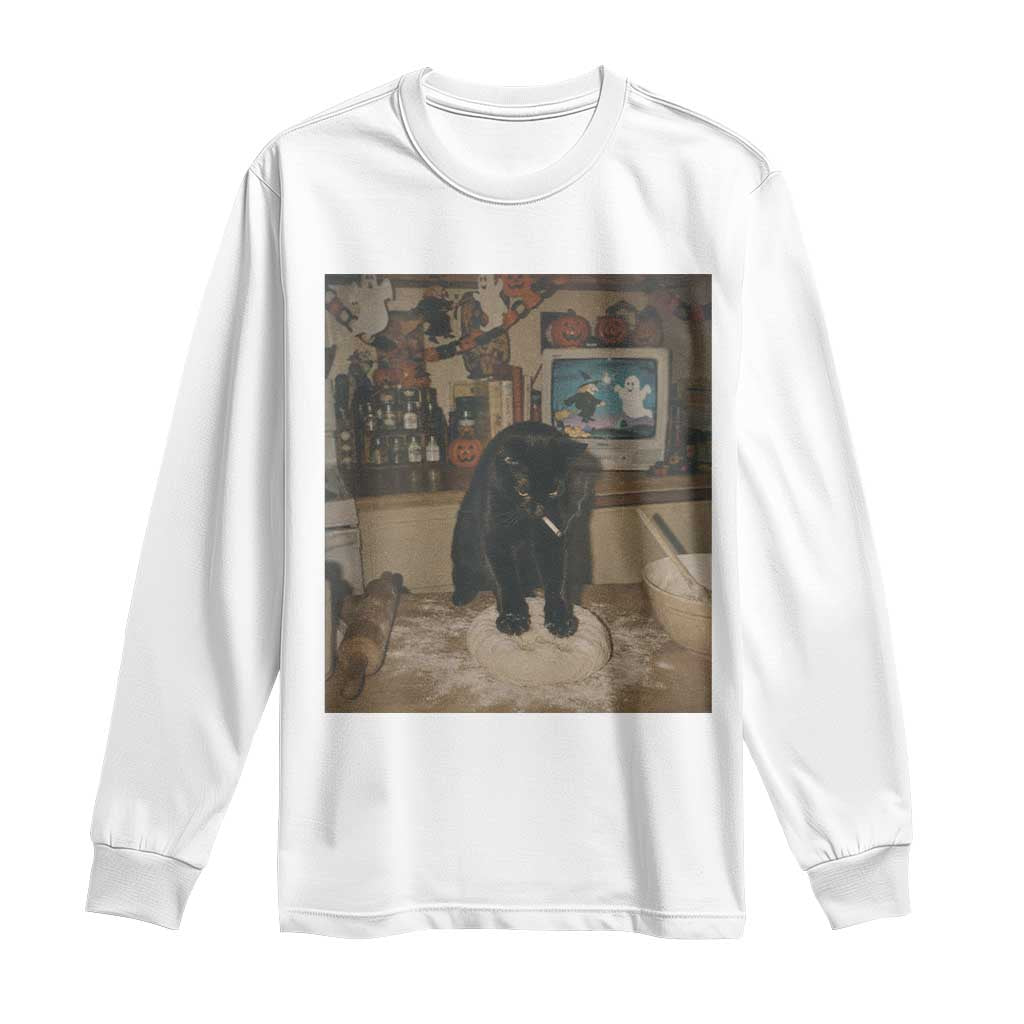 Spooky Biscuits Bakery Long Sleeve Shirt Funny Black Cat Halloween Gift TS14 White Print Your Wear