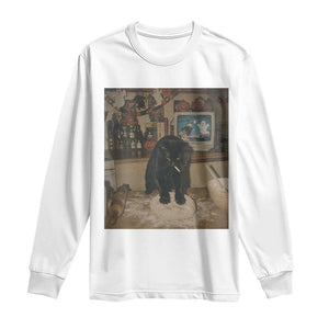 Spooky Biscuits Bakery Long Sleeve Shirt Funny Black Cat Halloween Gift TS14 White Print Your Wear