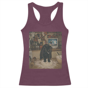 Spooky Biscuits Bakery Racerback Tank Top Funny Black Cat Halloween Gift TS14 Maroon Print Your Wear