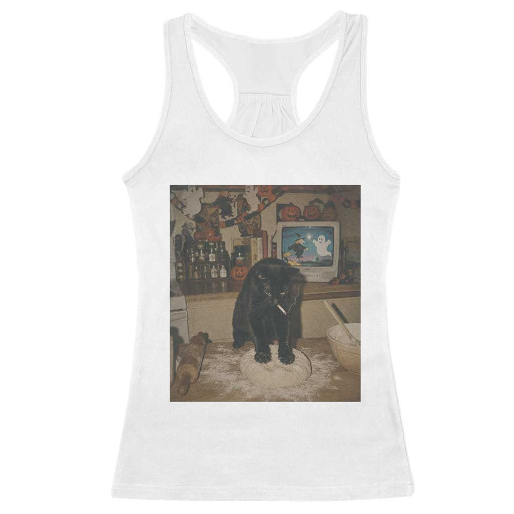 Spooky Biscuits Bakery Racerback Tank Top Funny Black Cat Halloween Gift TS14 White Print Your Wear